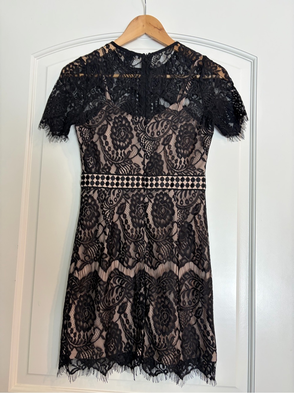 Forever 21 Black Lace Overlay Dress with Nude Lining Size S